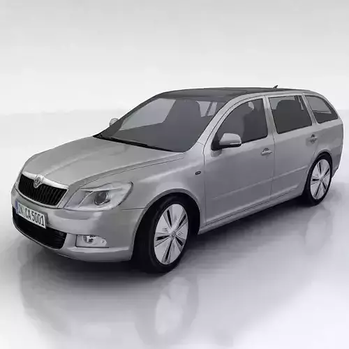 Skoda Oktavia green E-line Low-poly 3D model