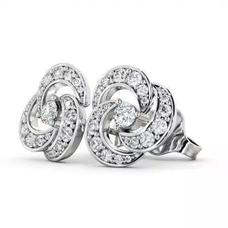 stl file diamond stud earrings gold 3D print model_0