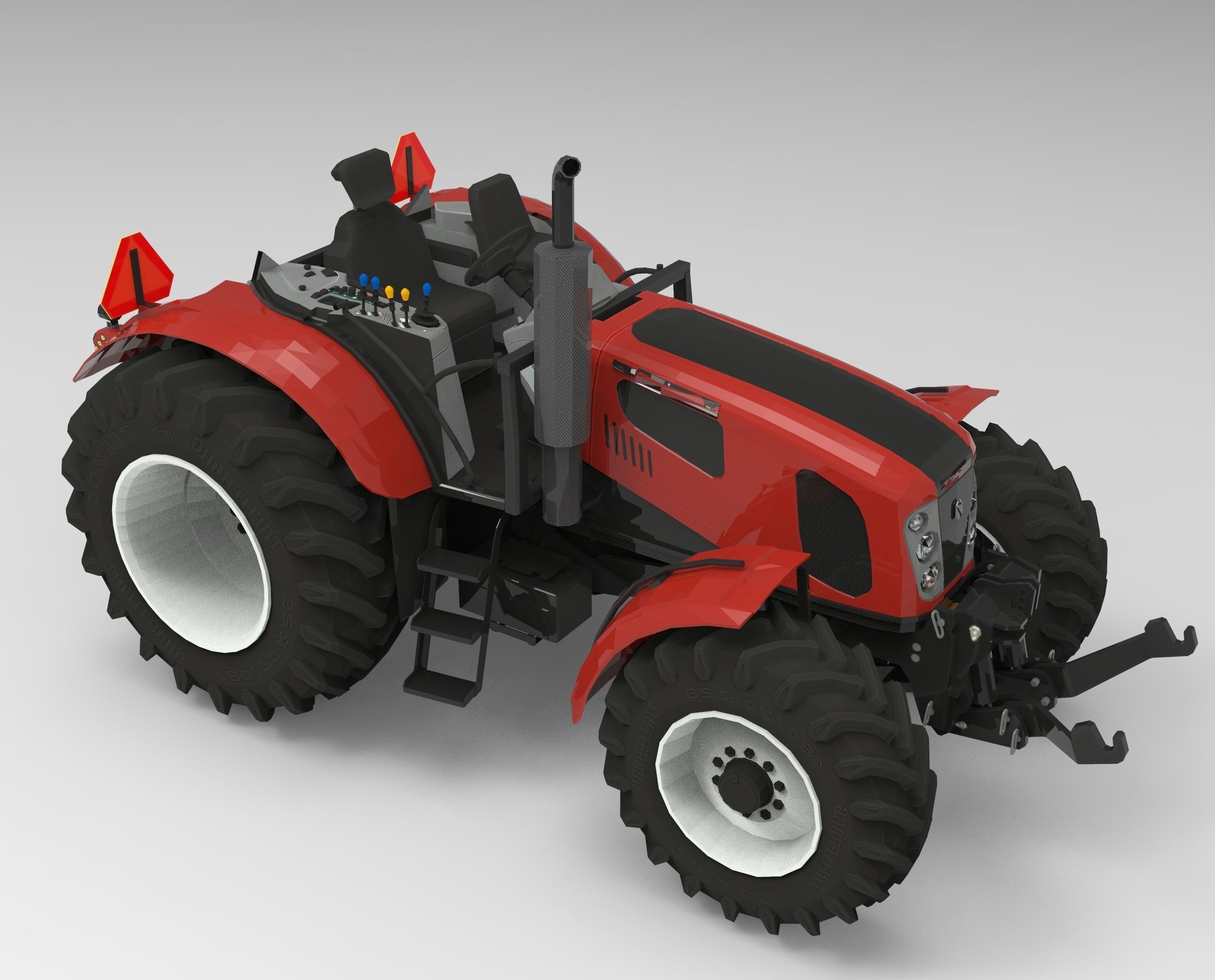 Farm Tractor 3D model Low-poly 3D model_1