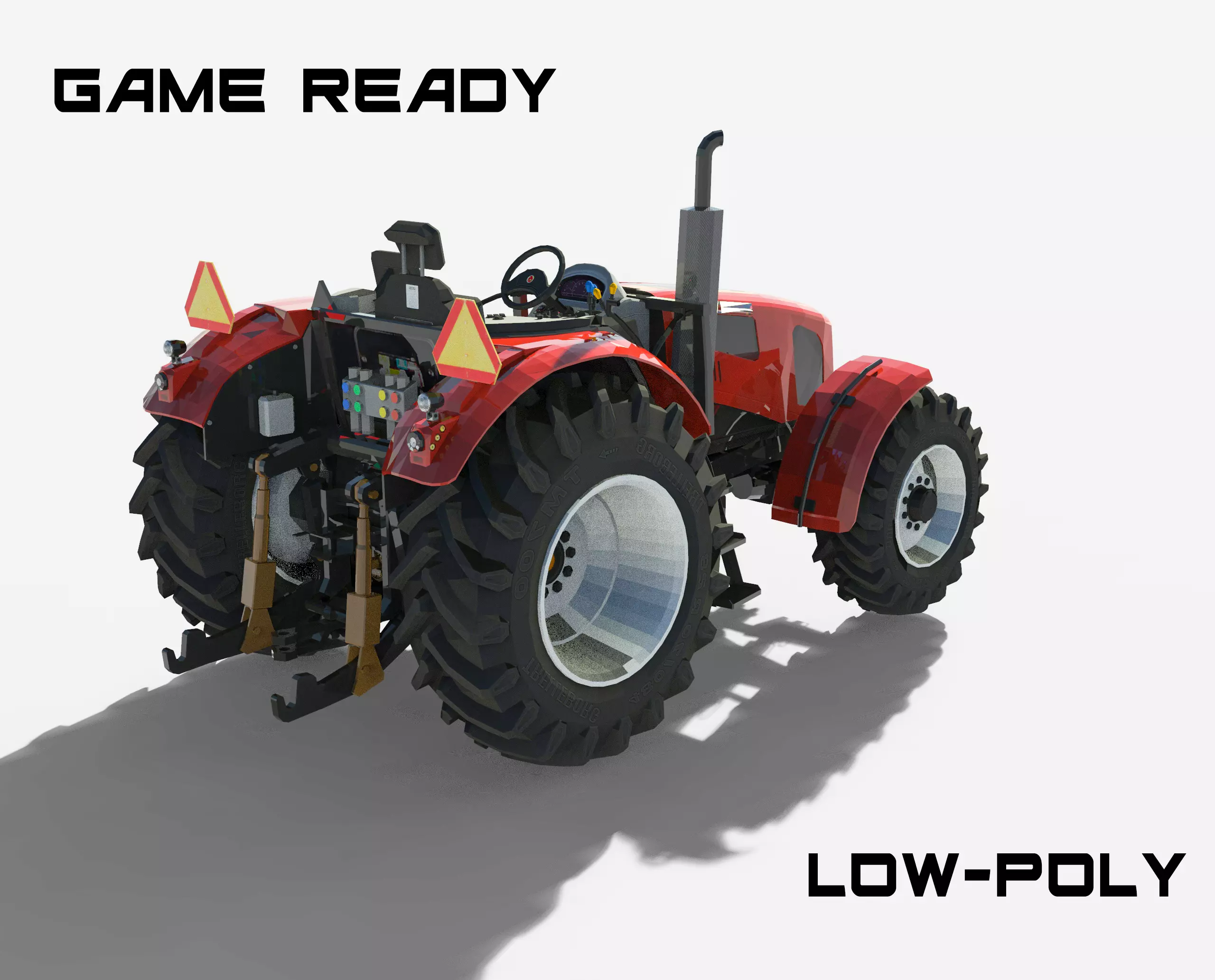 Farm Tractor 3D model Low-poly 3D model_0