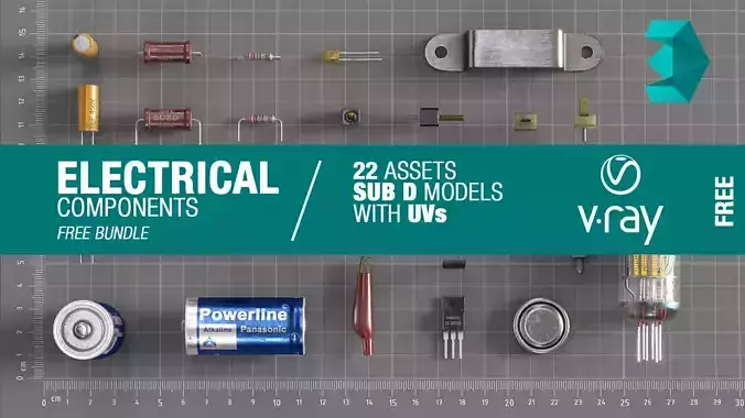Electrical components free bundle Free low-poly 3D model