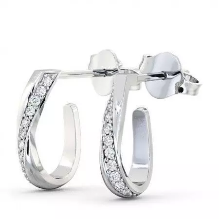 stl file diamond hoop earrings gold 3D print model_0