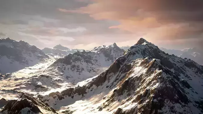 Mountain Winter and Summer Low-poly 3D model