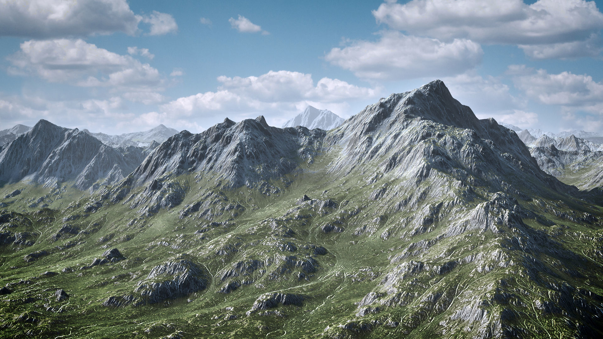 Mountain Winter and Summer Low-poly 3D model_5