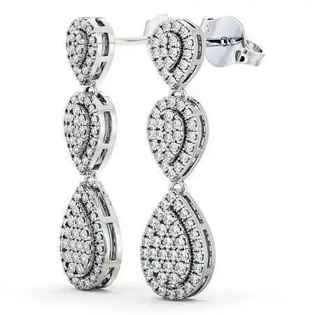 stl file two teardrop diamond earrings gold - lauren