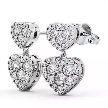 stl file two heart shaped diamond earrings