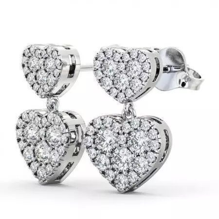 stl file two heart shaped diamond earrings 3D print model_0