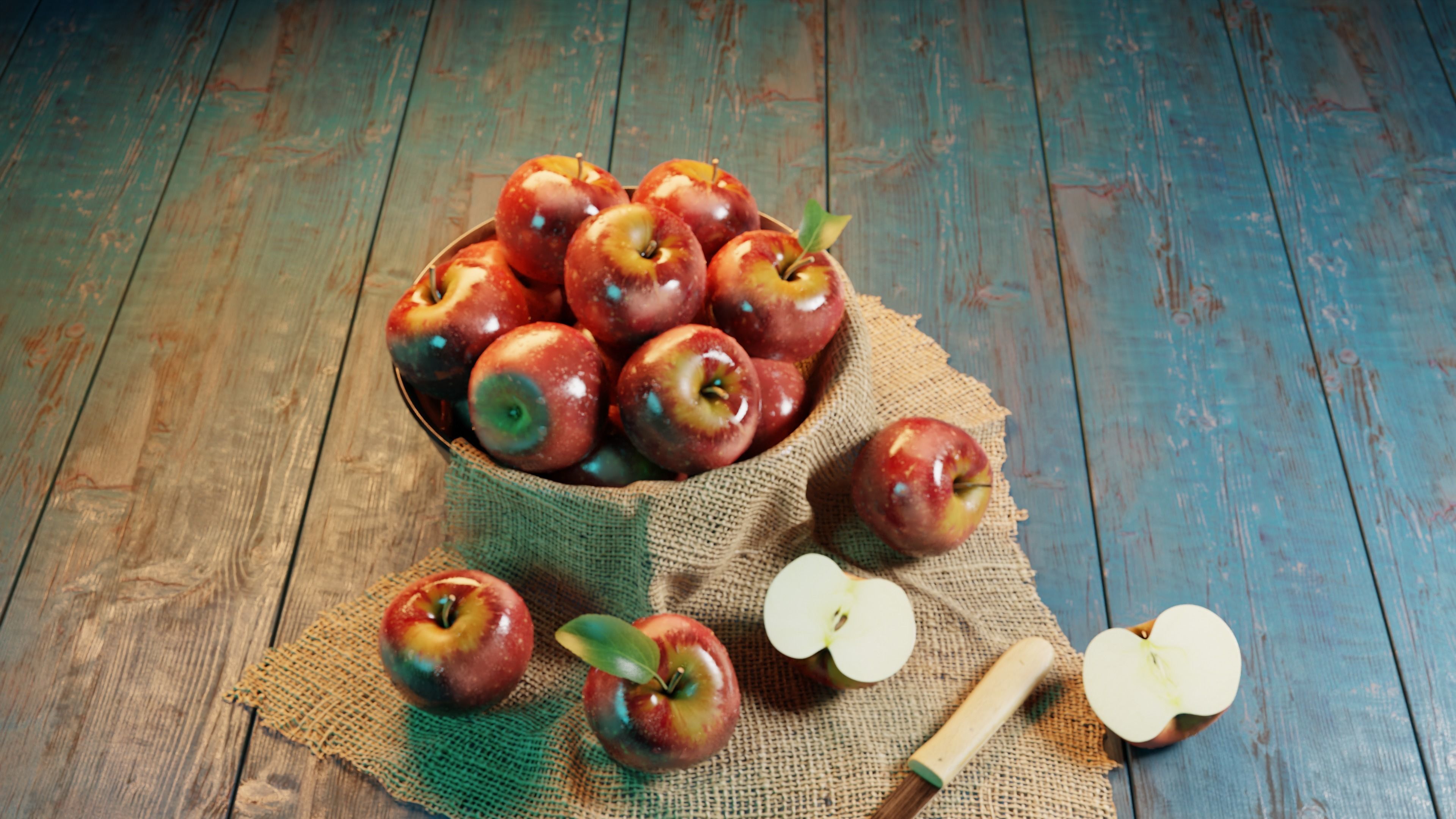 Bucket Filled With Apples 3D print model_1
