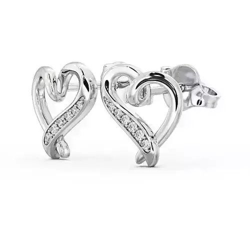 stl file two diamond heart stud earrings