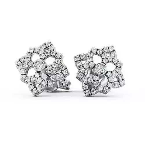 stl file two diamond flower stud earrings gold 3D print model
