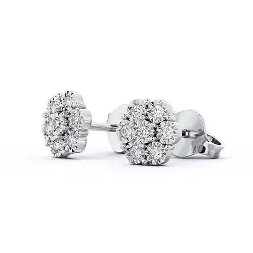 stl file diamond cluster stud earrings gold