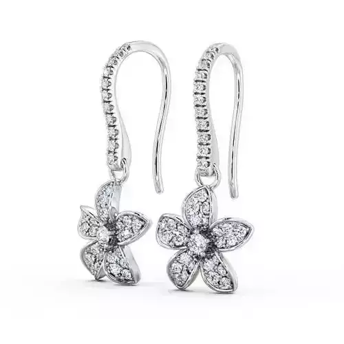 stl file pair of diamond flower earrings in gold