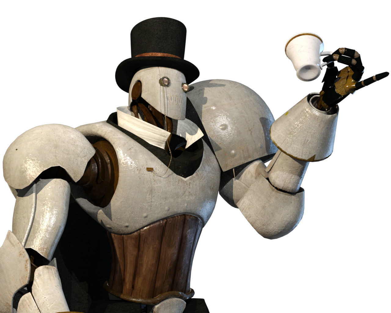 Steampunk Robot Low-poly 3D model_32