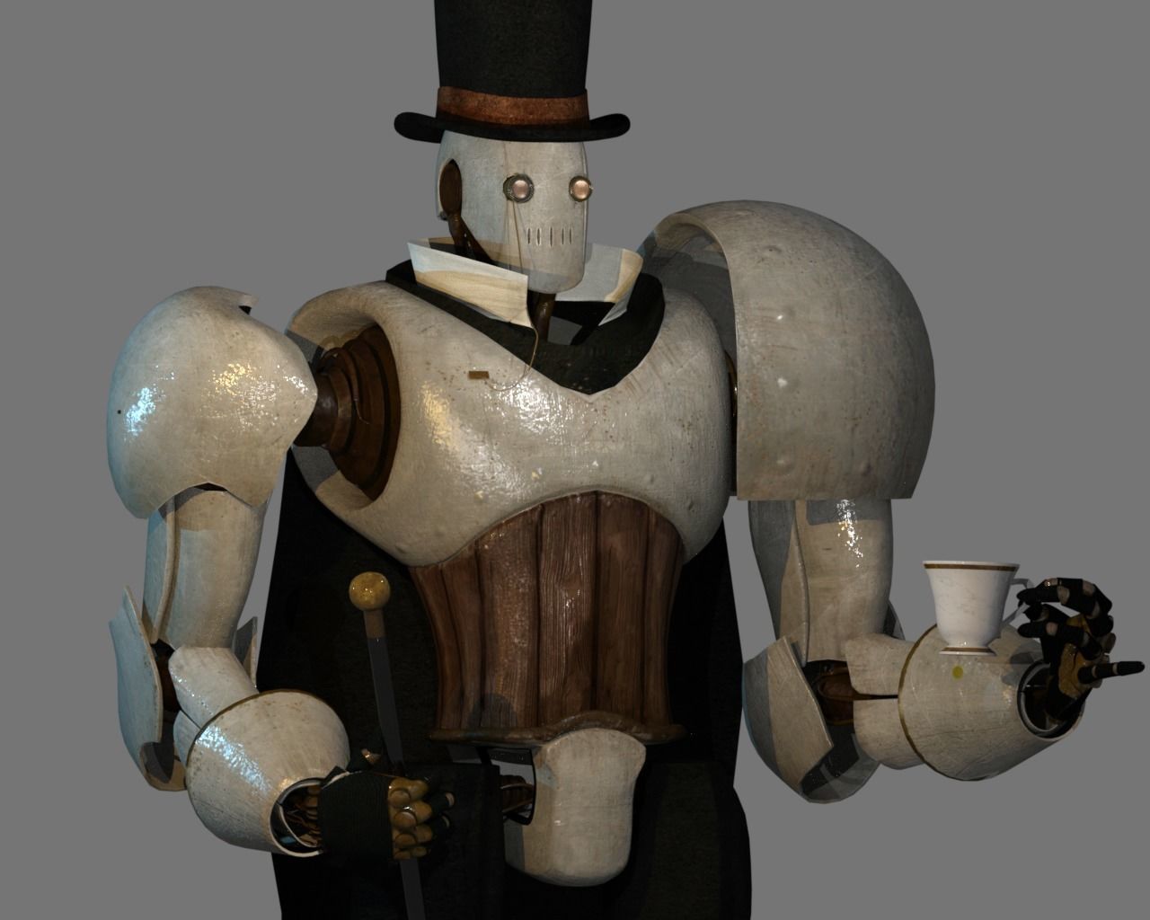 Steampunk Robot Low-poly 3D model_10