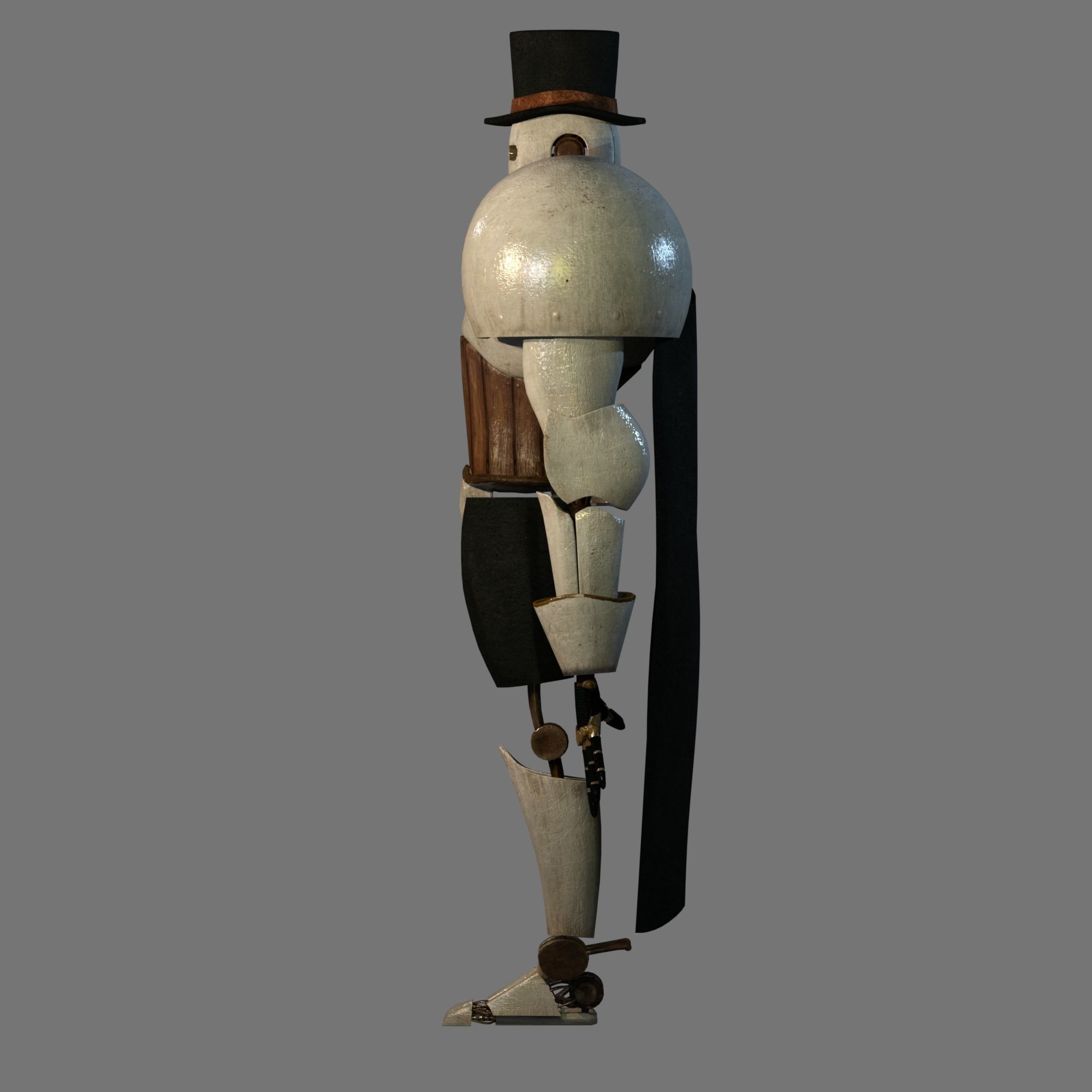 Steampunk Robot Low-poly 3D model_3