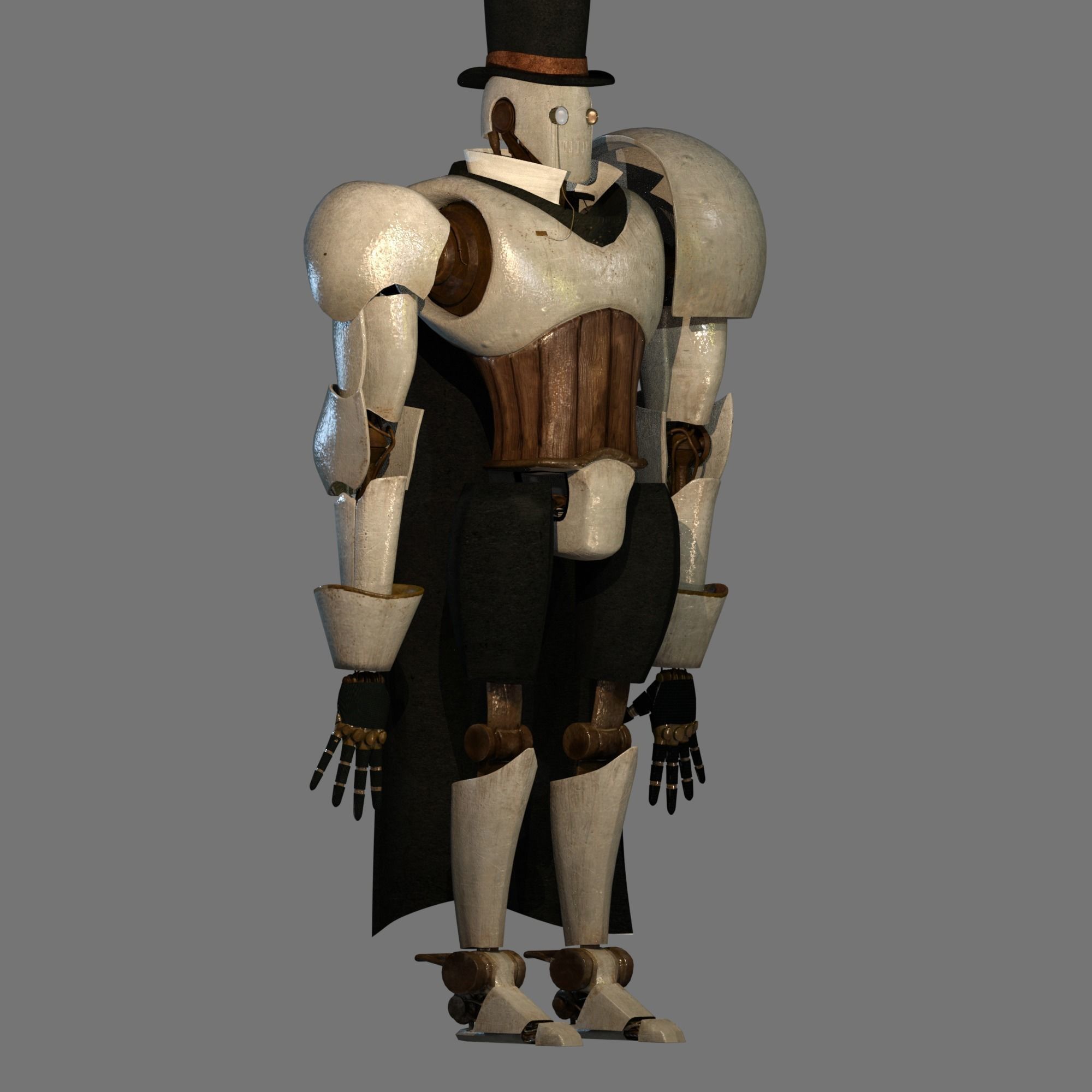Steampunk Robot Low-poly 3D model_8