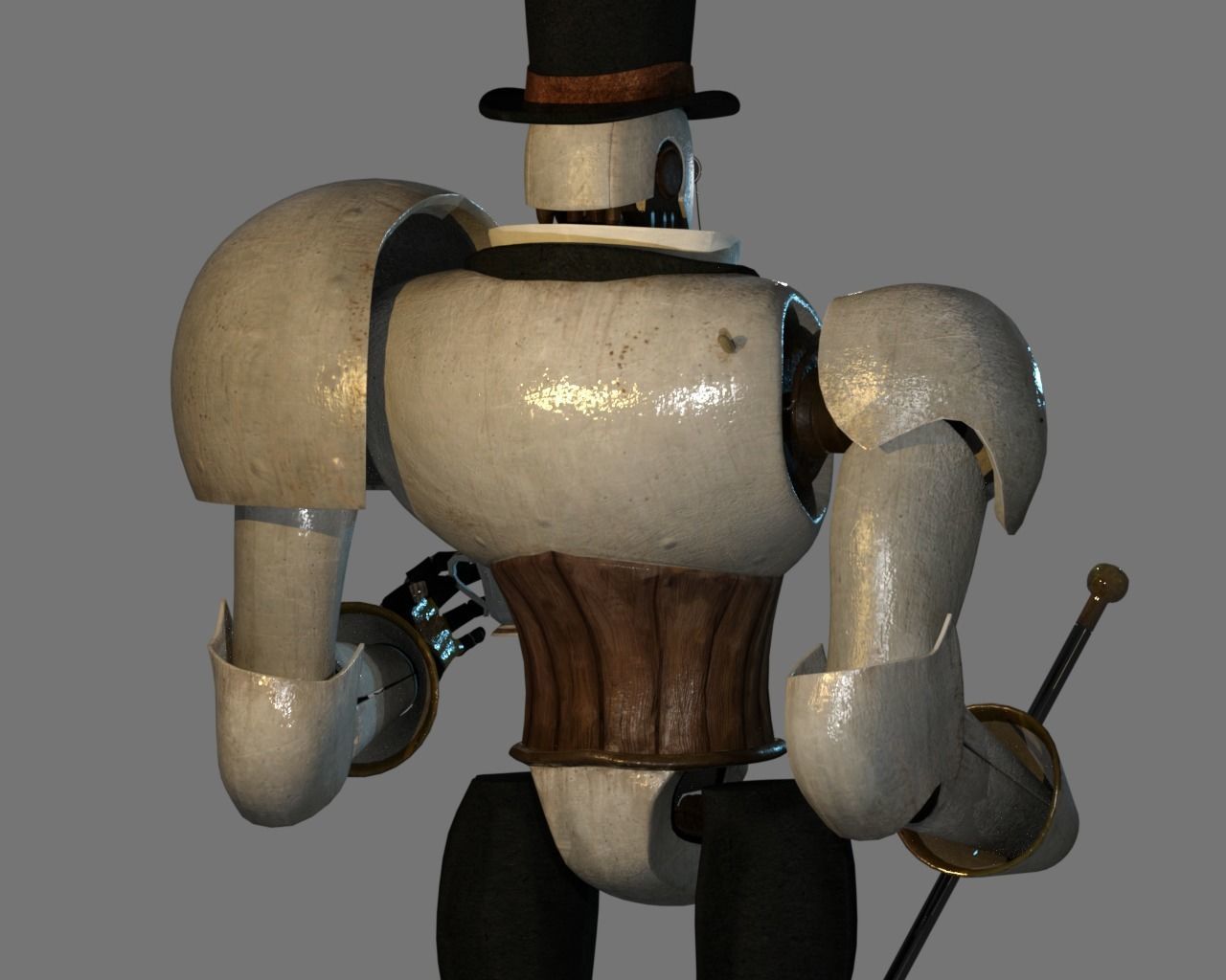 Steampunk Robot Low-poly 3D model_13