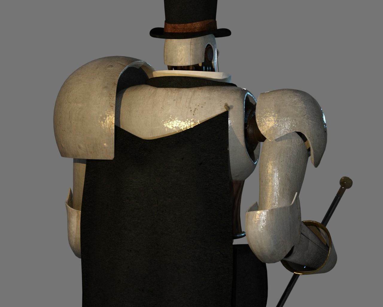 Steampunk Robot Low-poly 3D model_12