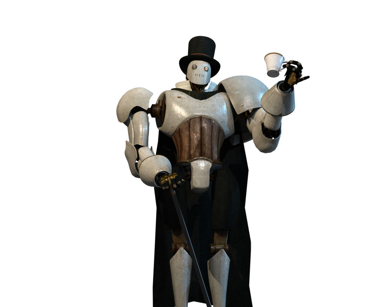 Steampunk Robot Low-poly 3D model_30