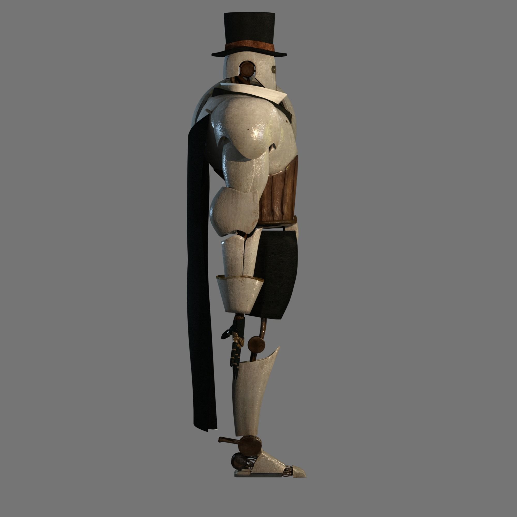 Steampunk Robot Low-poly 3D model_7