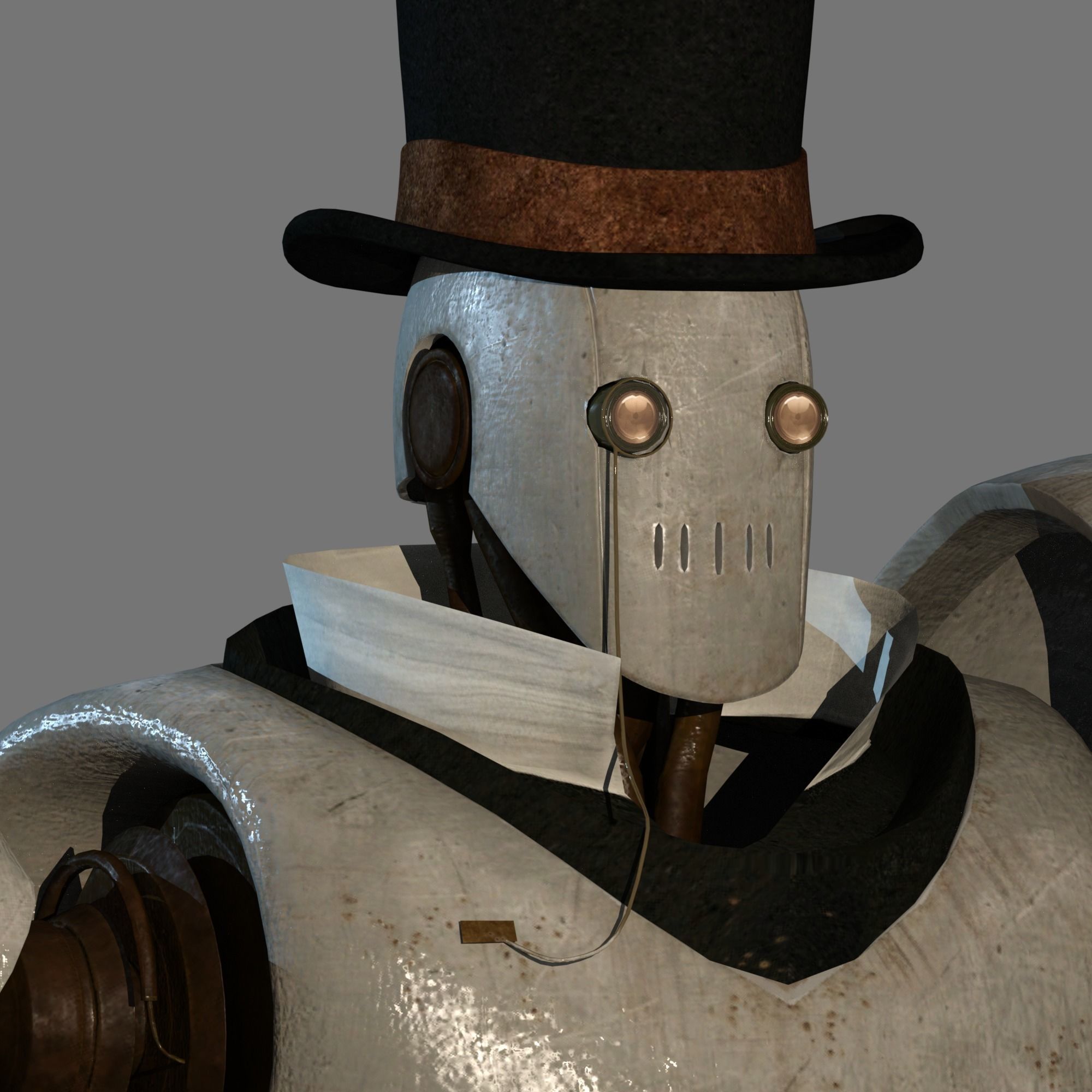 Steampunk Robot Low-poly 3D model_9