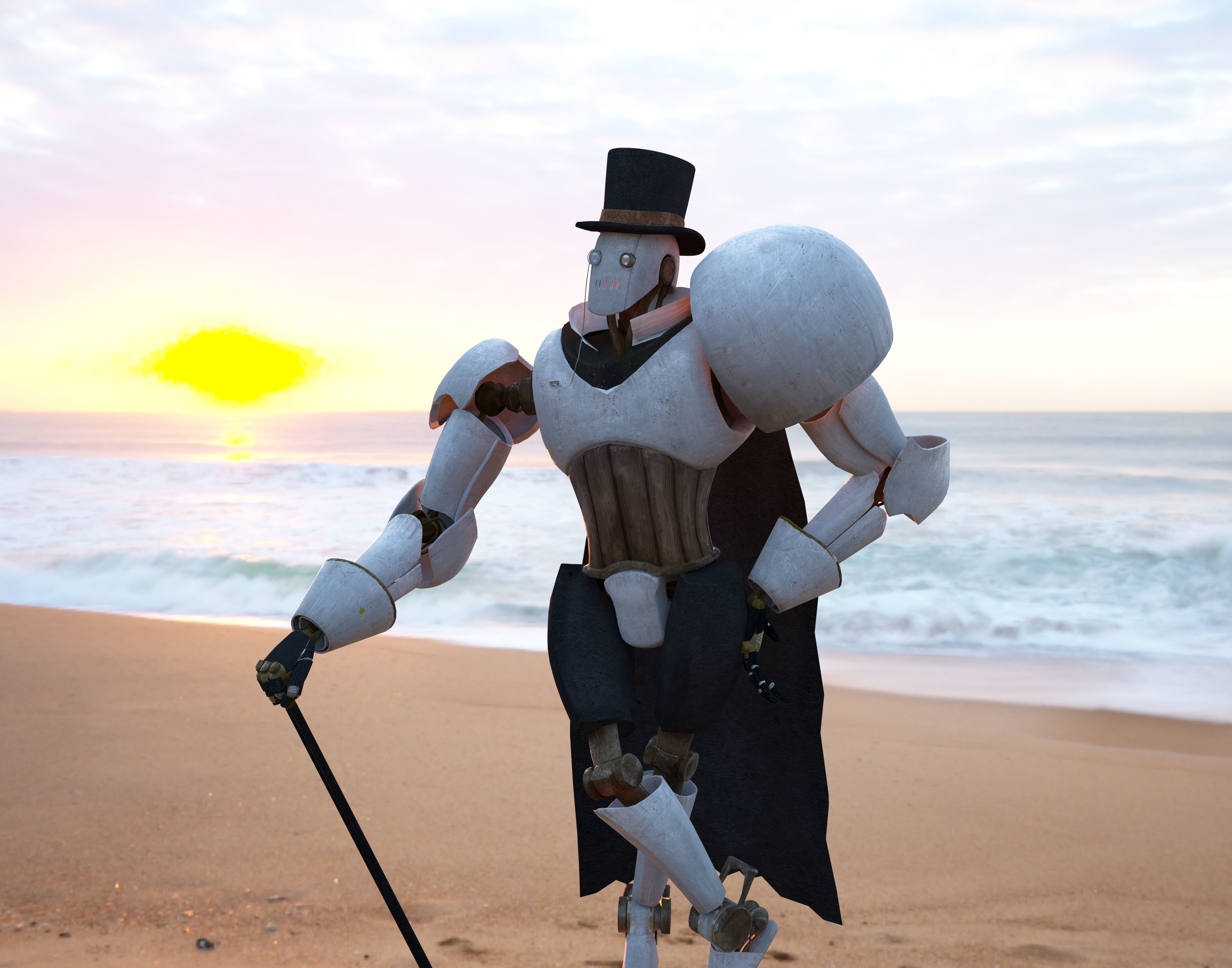 Steampunk Robot Low-poly 3D model_52