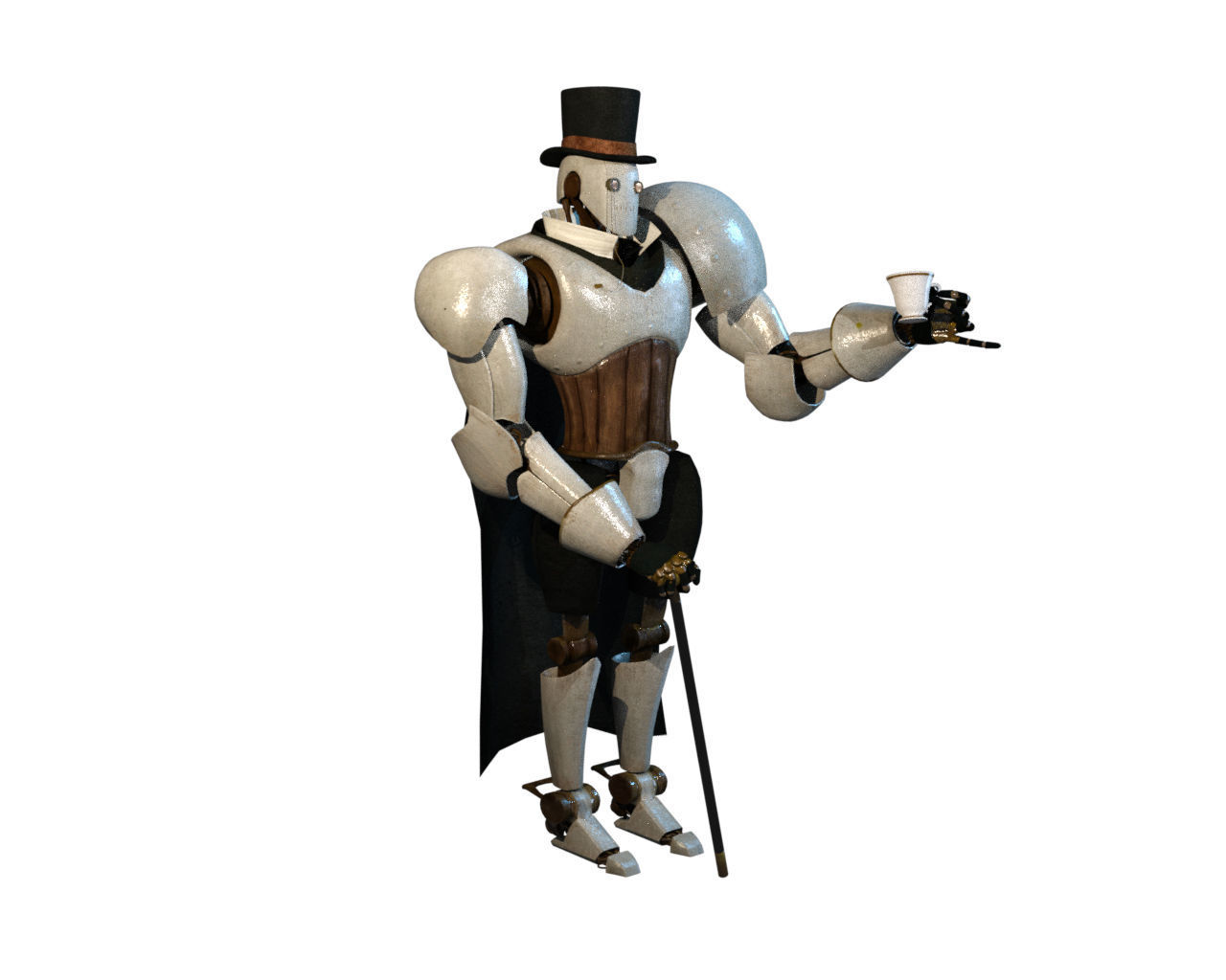 Steampunk Robot Low-poly 3D model_29