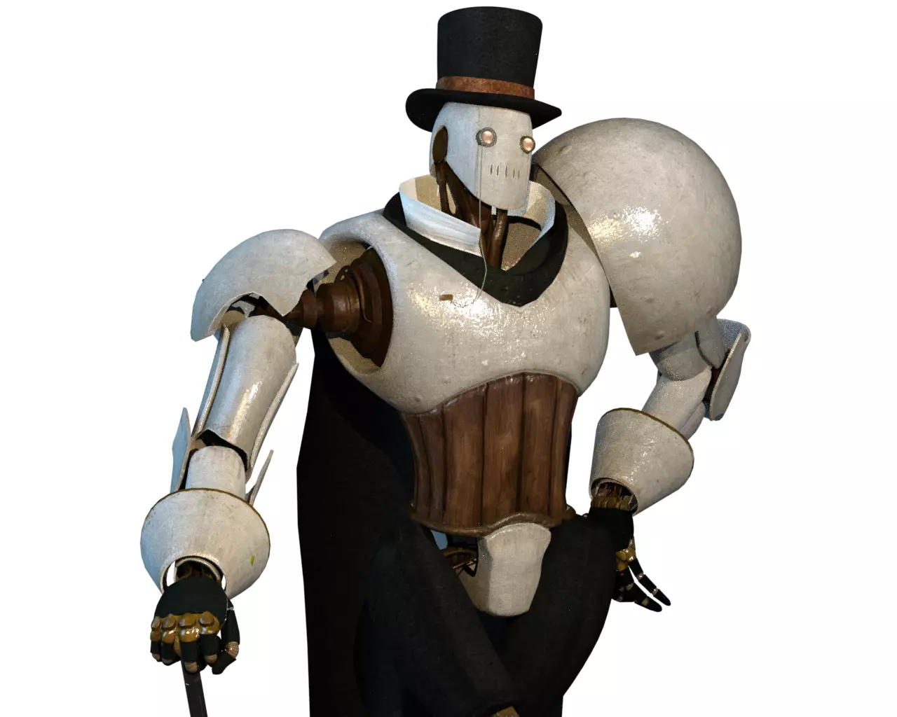 Steampunk Robot Low-poly 3D model_0