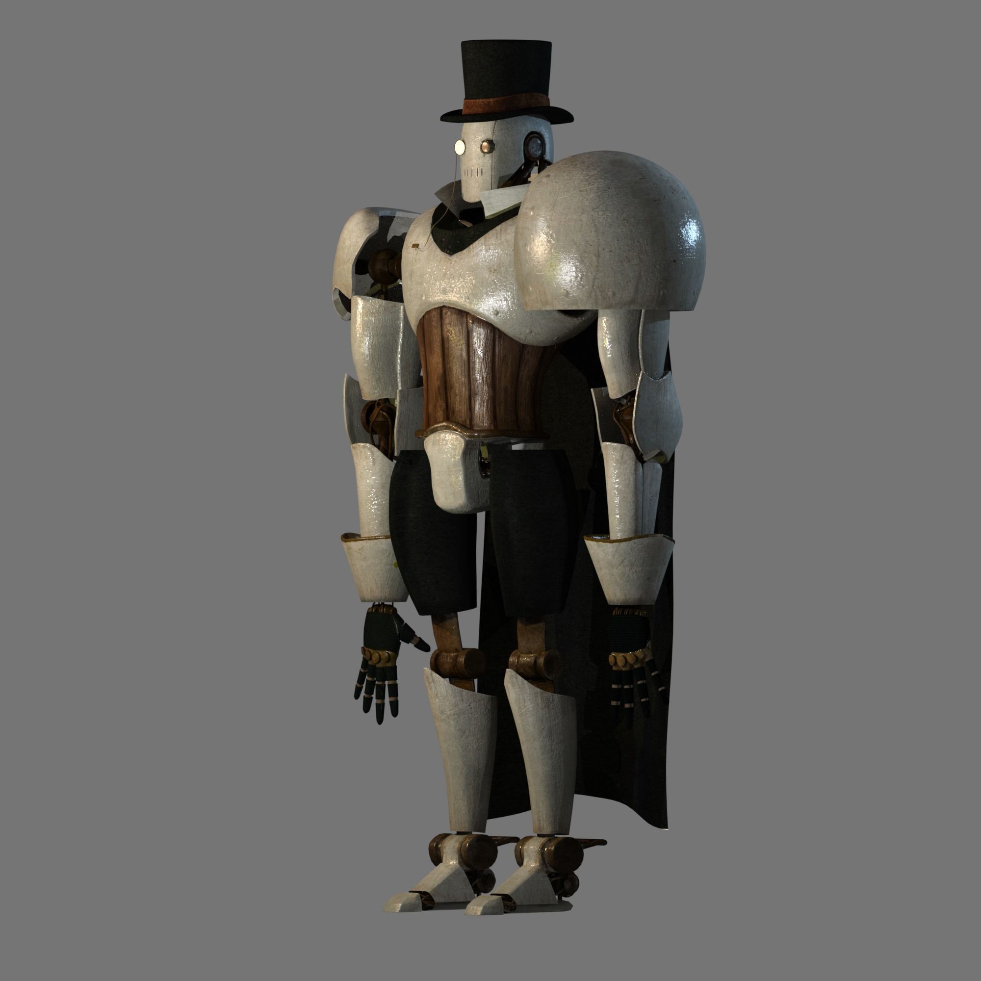 Steampunk Robot Low-poly 3D model_2