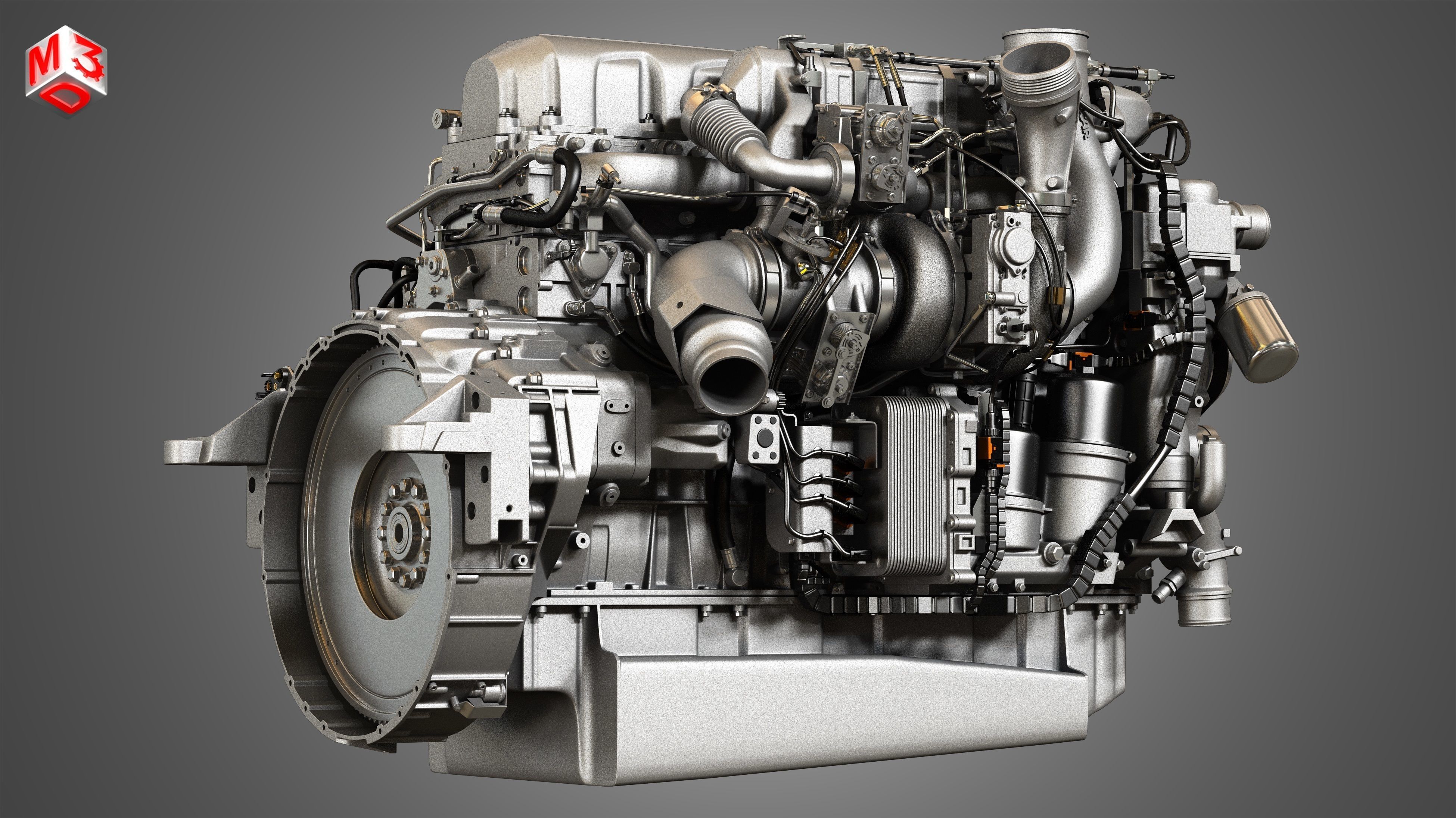 MX13 Heavy Duty Truck Engine - 6 Cylinder Diesel Engine 3D model_8