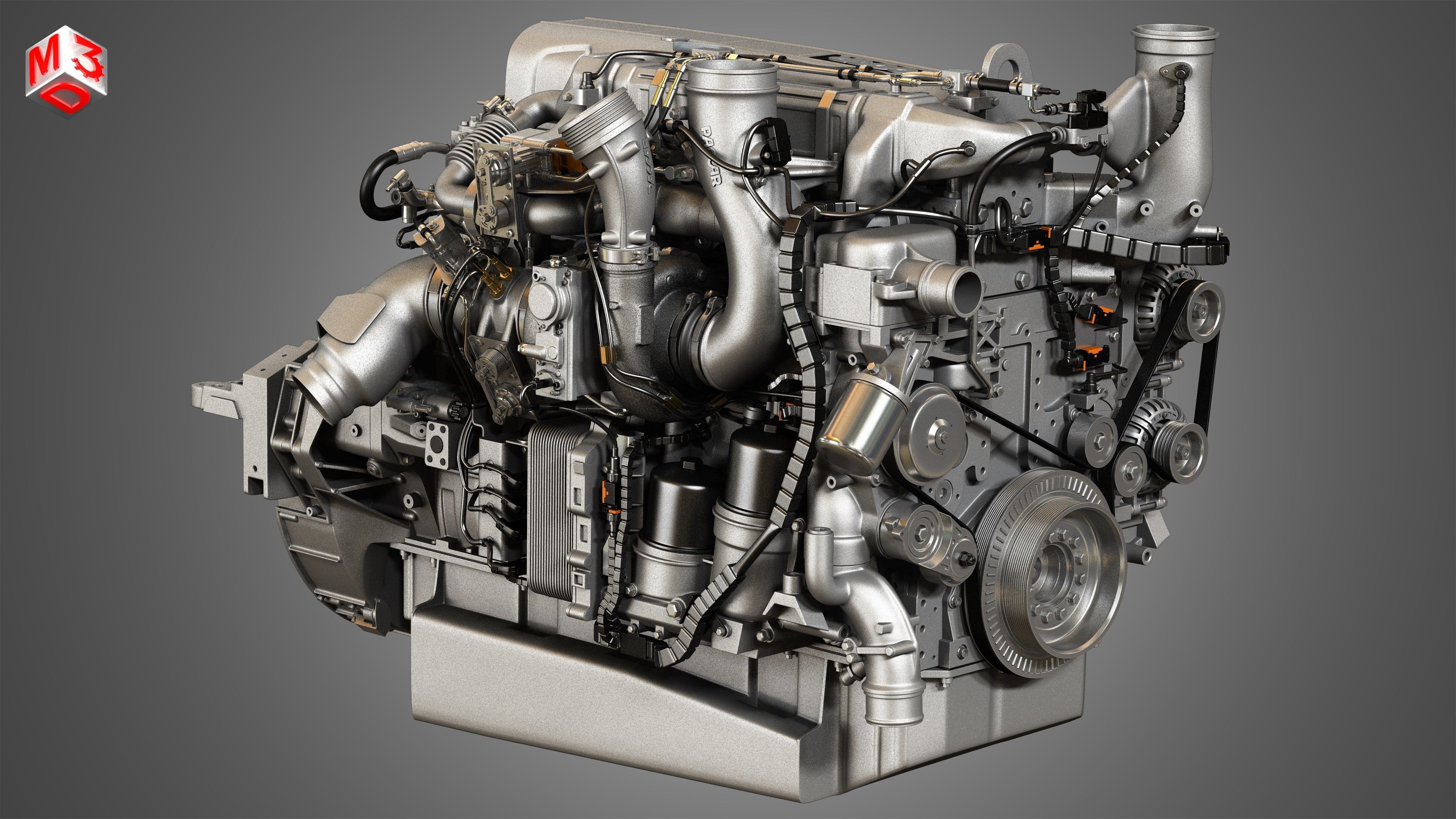 MX13 Heavy Duty Truck Engine - 6 Cylinder Diesel Engine 3D model_3
