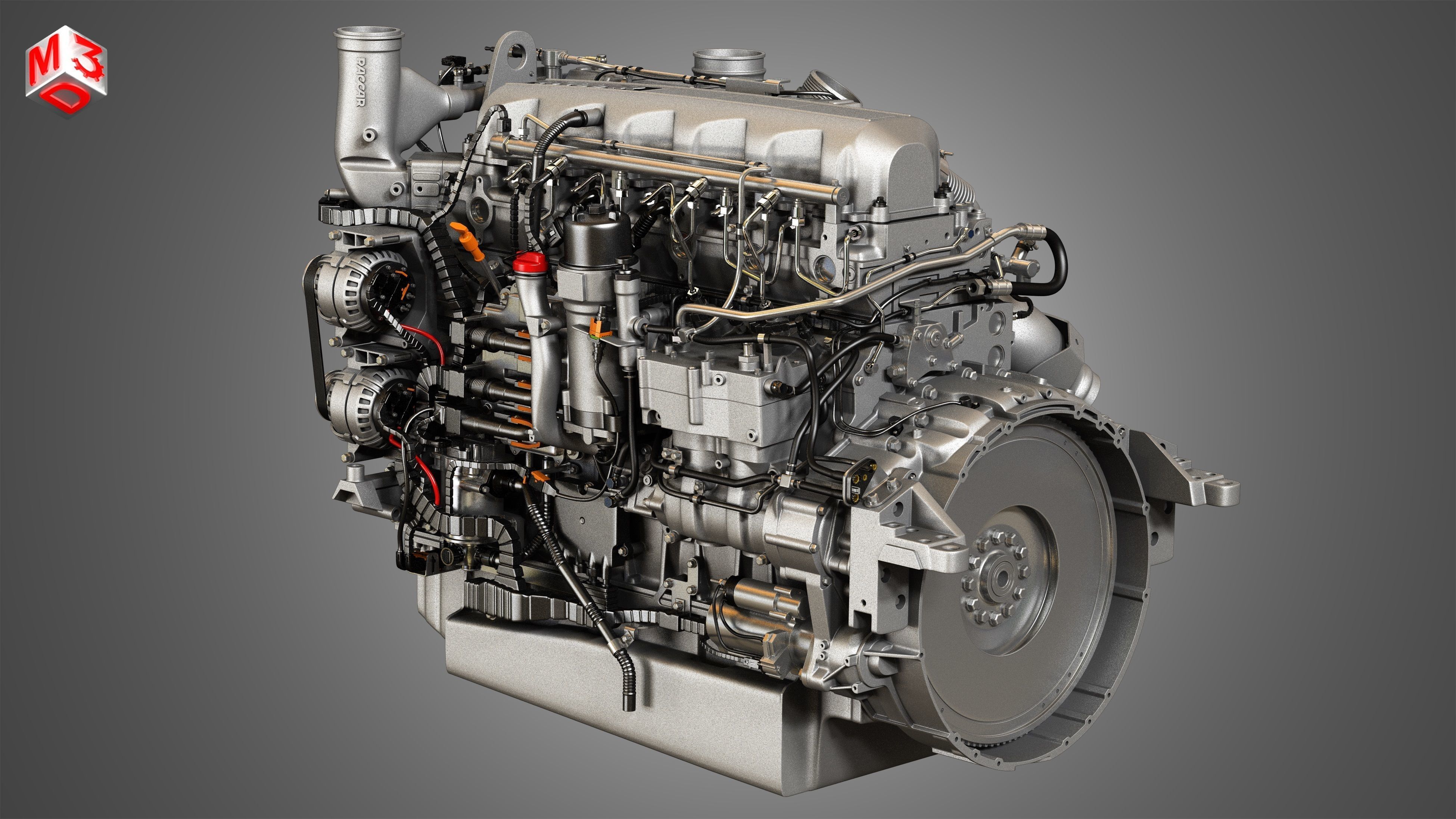 MX13 Heavy Duty Truck Engine - 6 Cylinder Diesel Engine 3D model_4