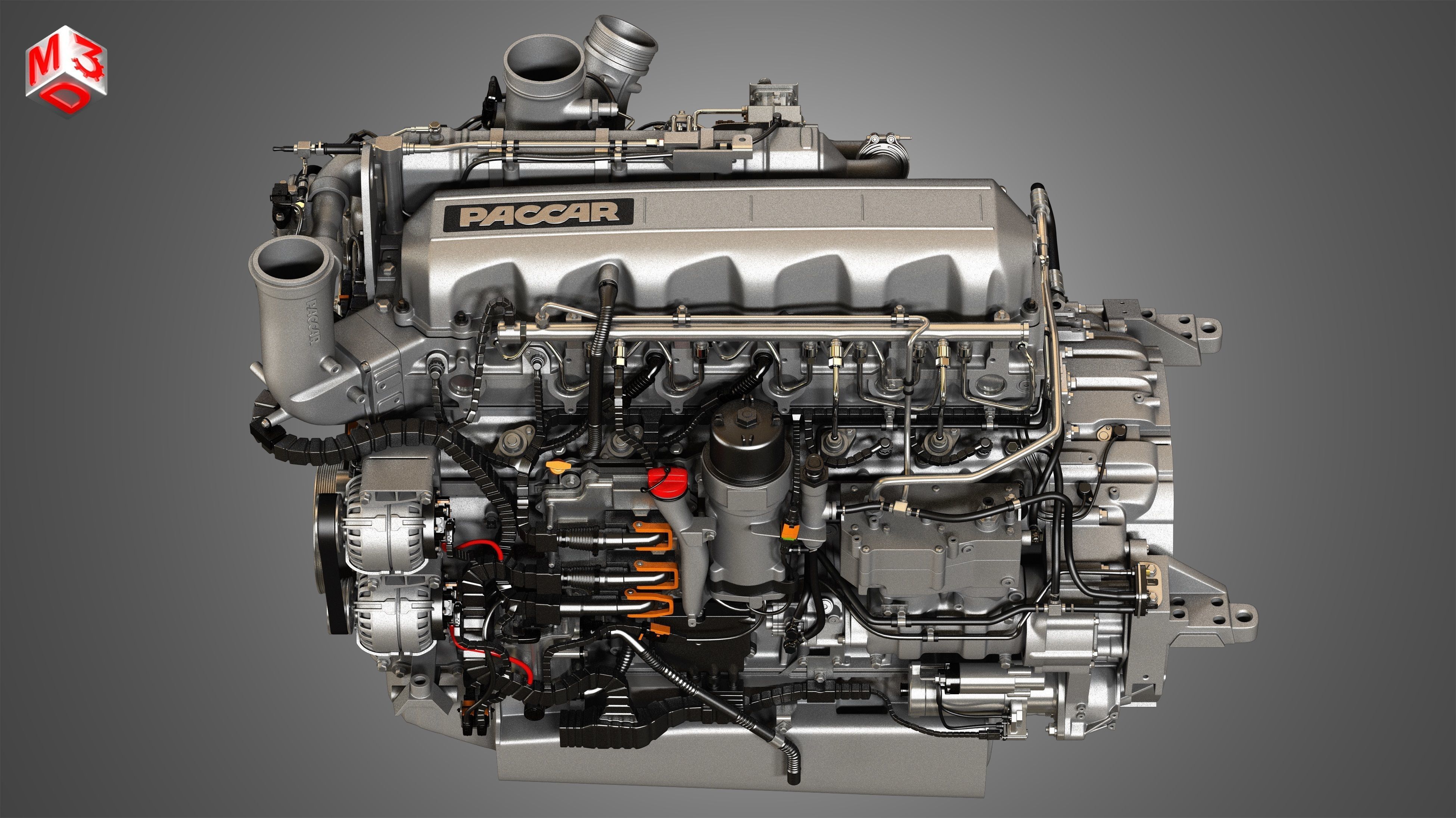 MX13 Heavy Duty Truck Engine - 6 Cylinder Diesel Engine 3D model_11