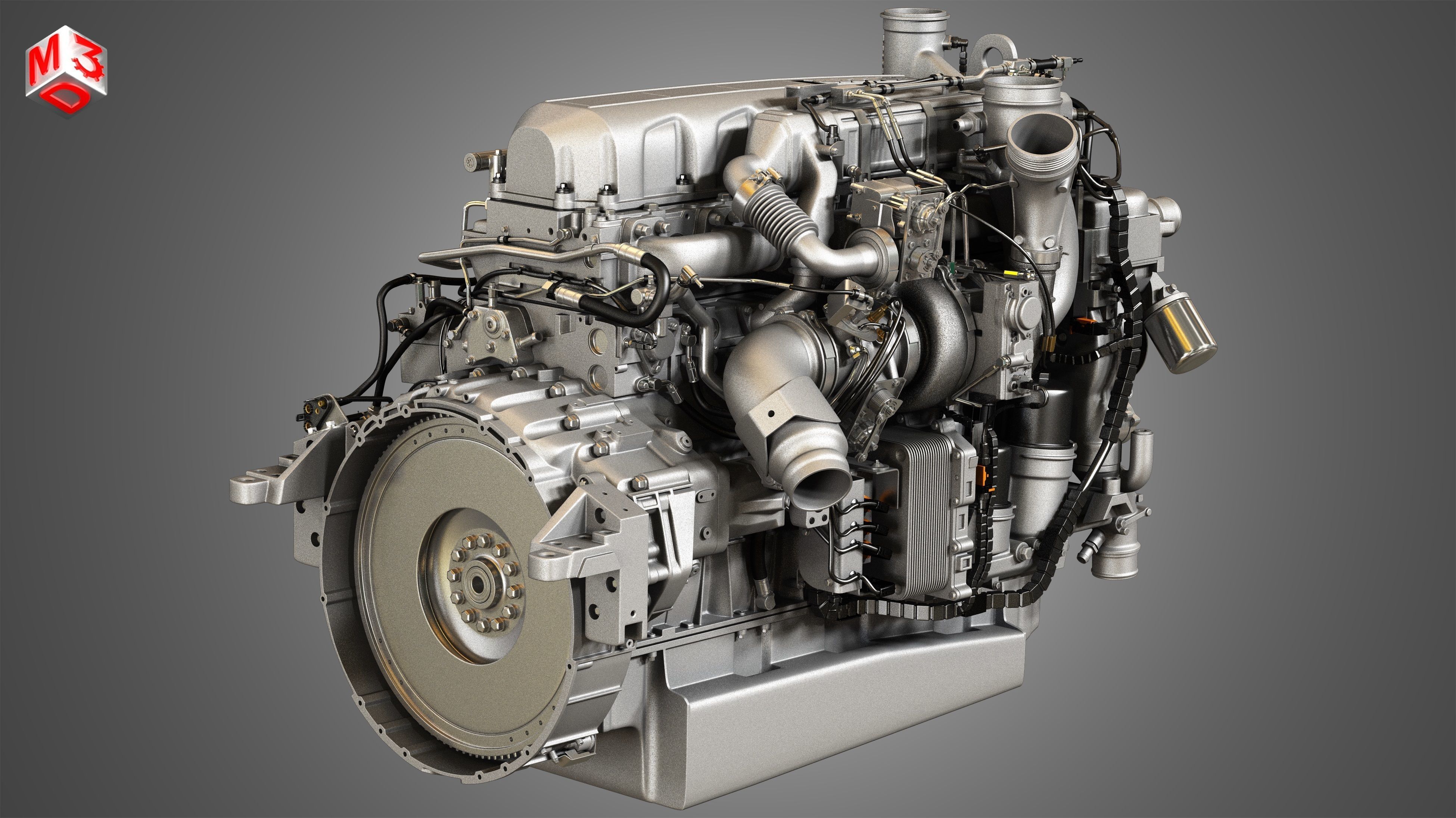 MX13 Heavy Duty Truck Engine - 6 Cylinder Diesel Engine 3D model_2