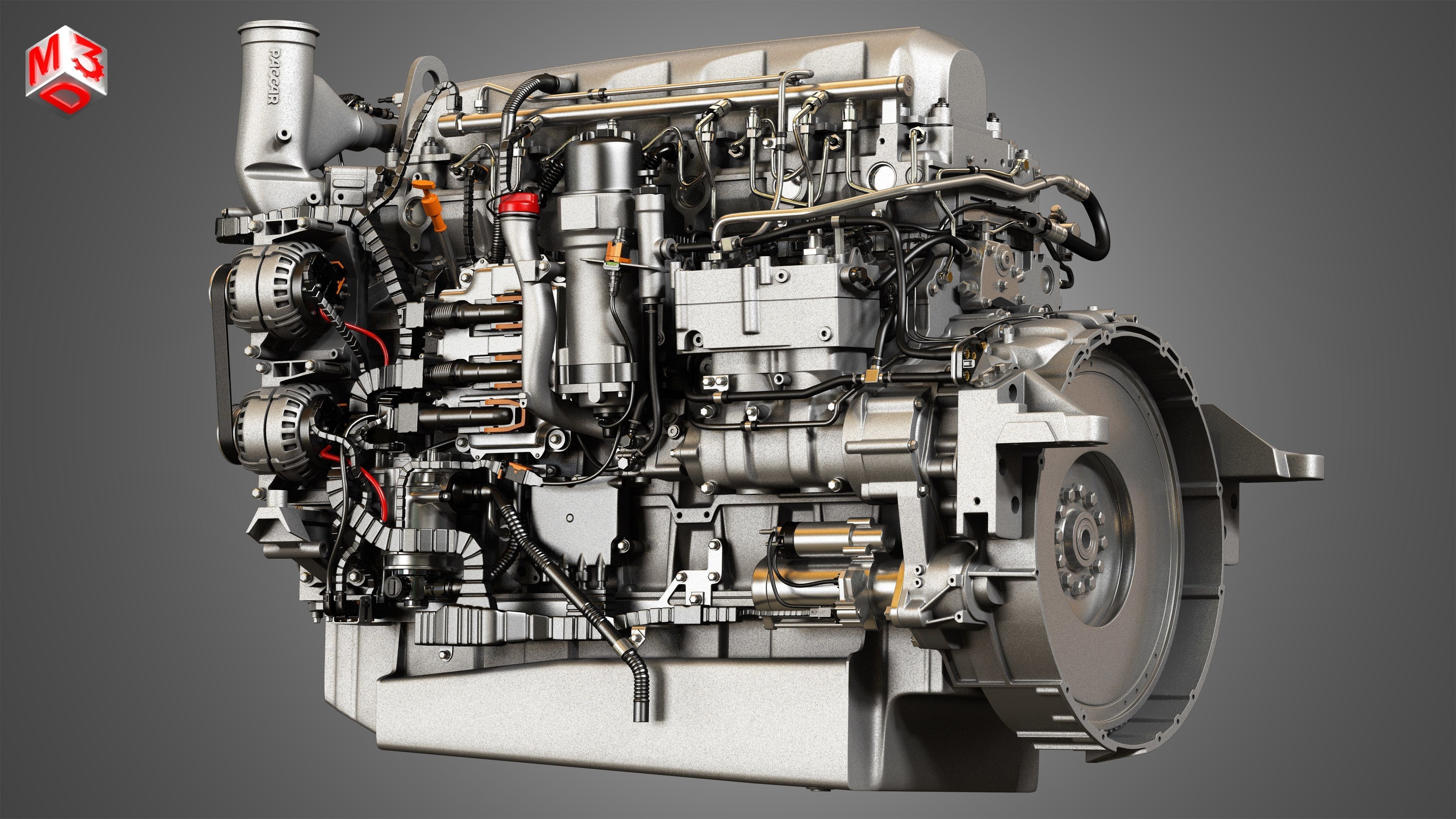 MX13 Heavy Duty Truck Engine - 6 Cylinder Diesel Engine 3D model_10