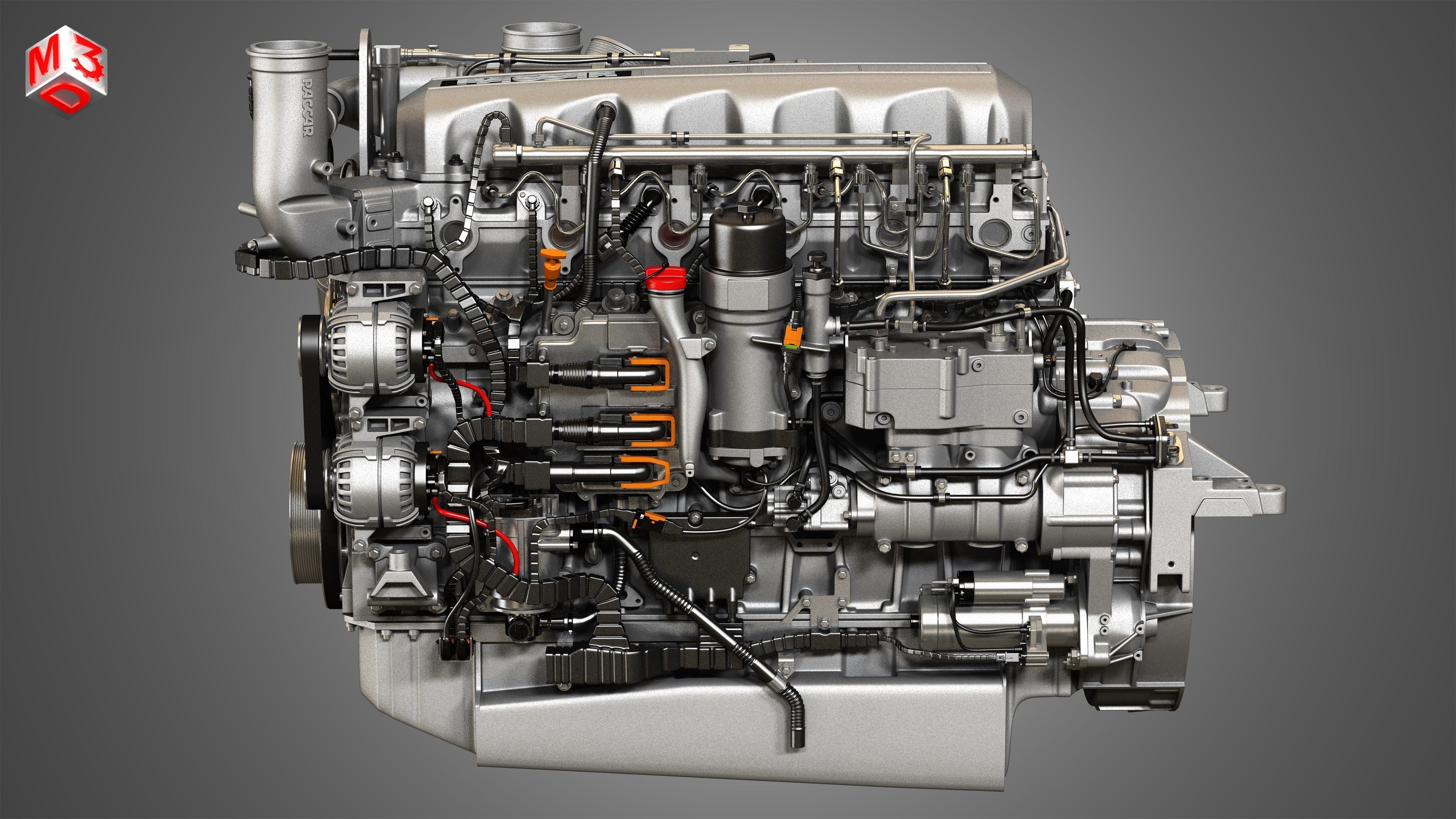 MX13 Heavy Duty Truck Engine - 6 Cylinder Diesel Engine 3D model_5