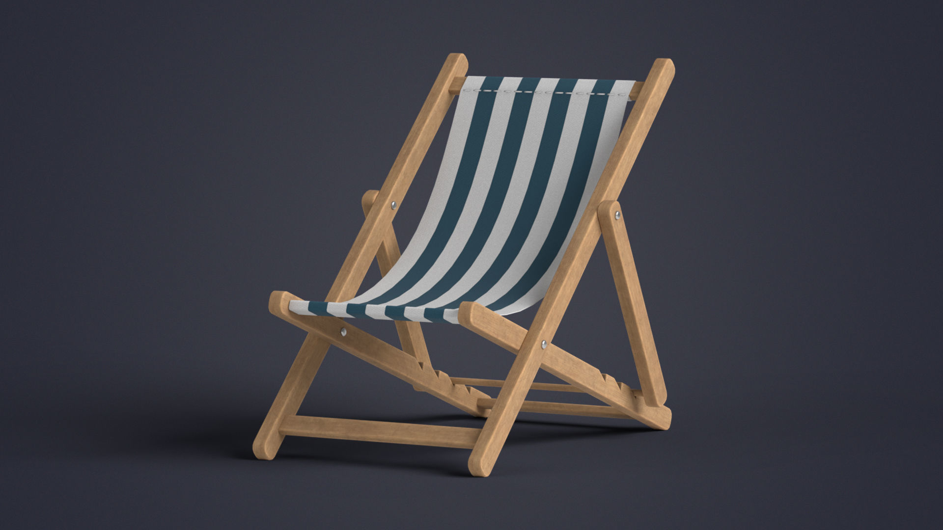 Beach Chair Deck Chair Low-poly 3D model_14