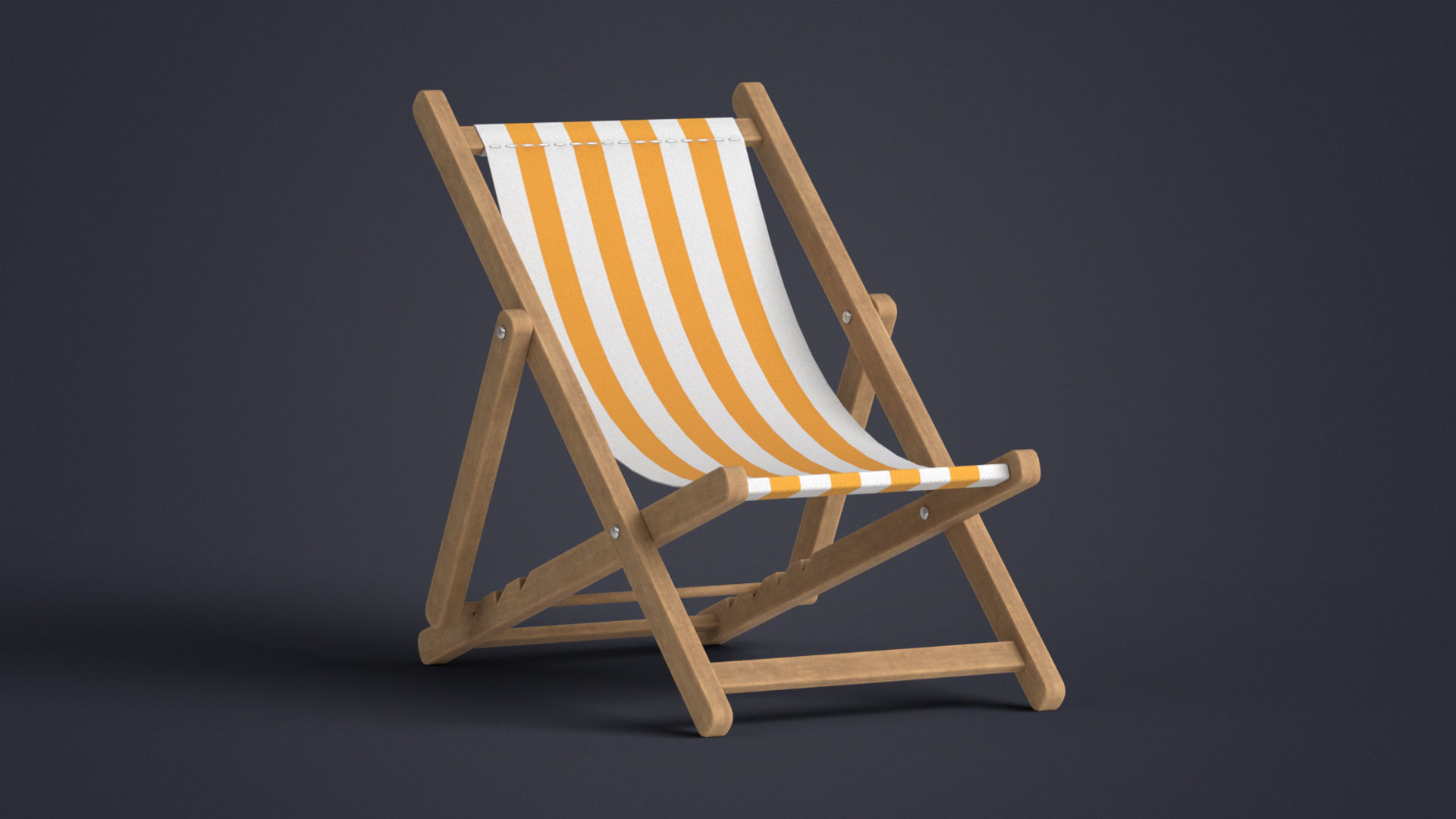Beach Chair Deck Chair Low-poly 3D model_3
