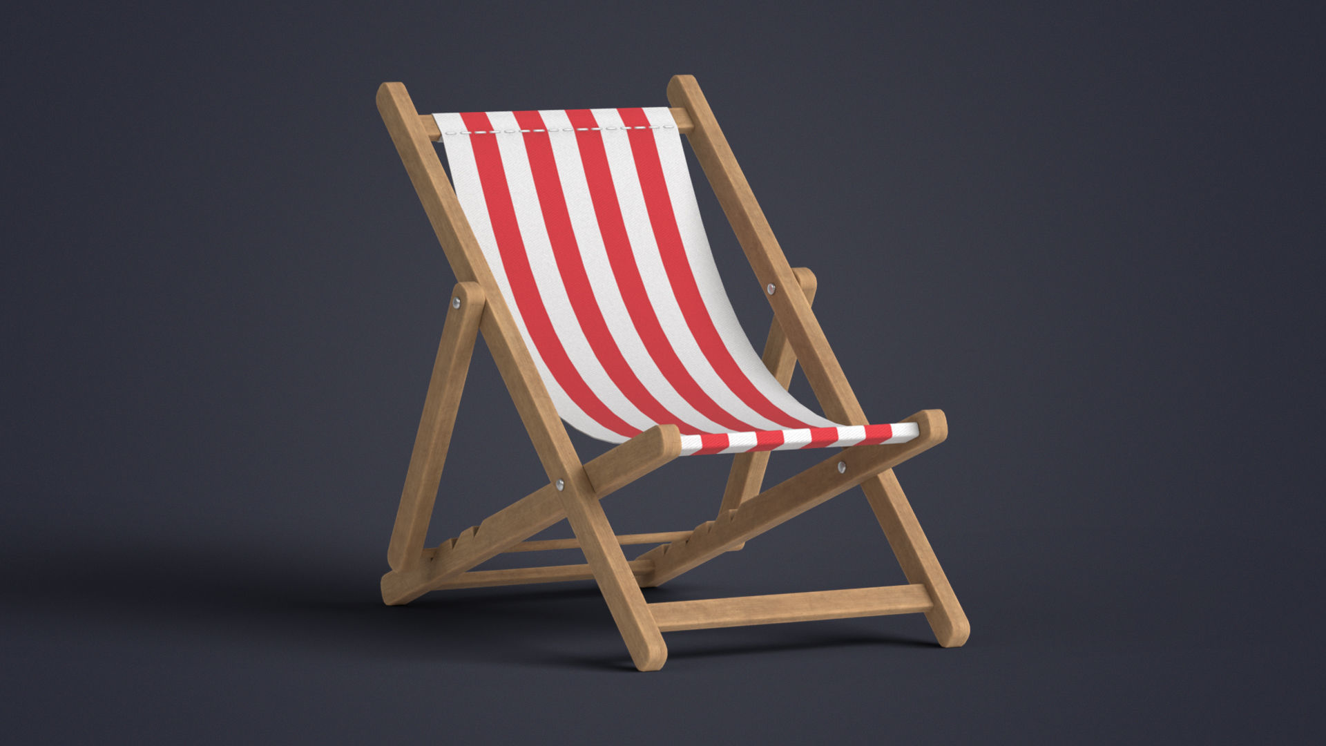 Beach Chair Deck Chair Low-poly 3D model_4