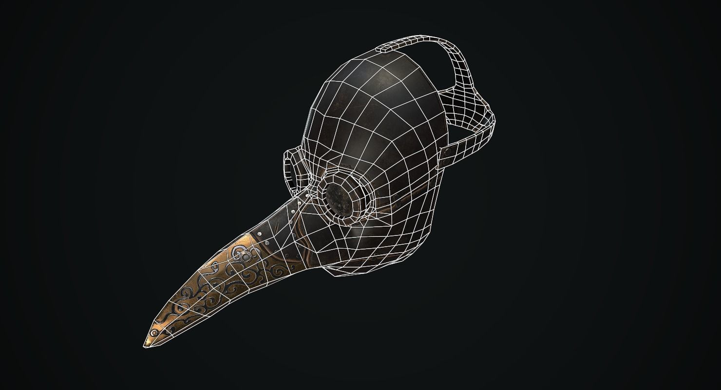 Plague doctor mask Low-poly 3D model_12