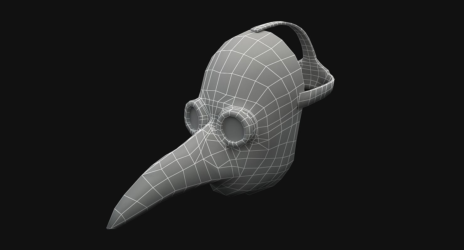 Plague doctor mask Low-poly 3D model_13
