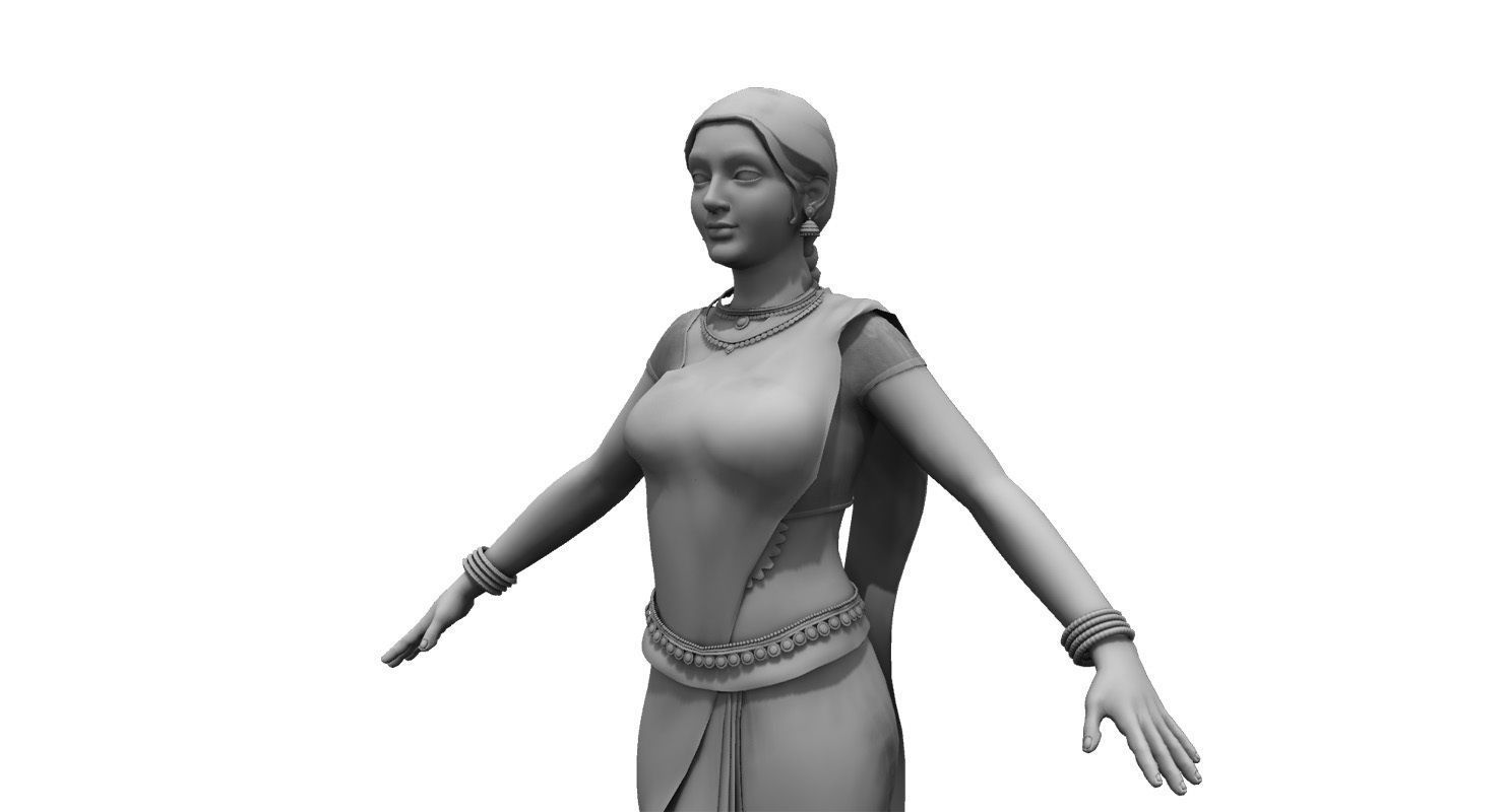 saree india girl woman 3d model 3D model_2