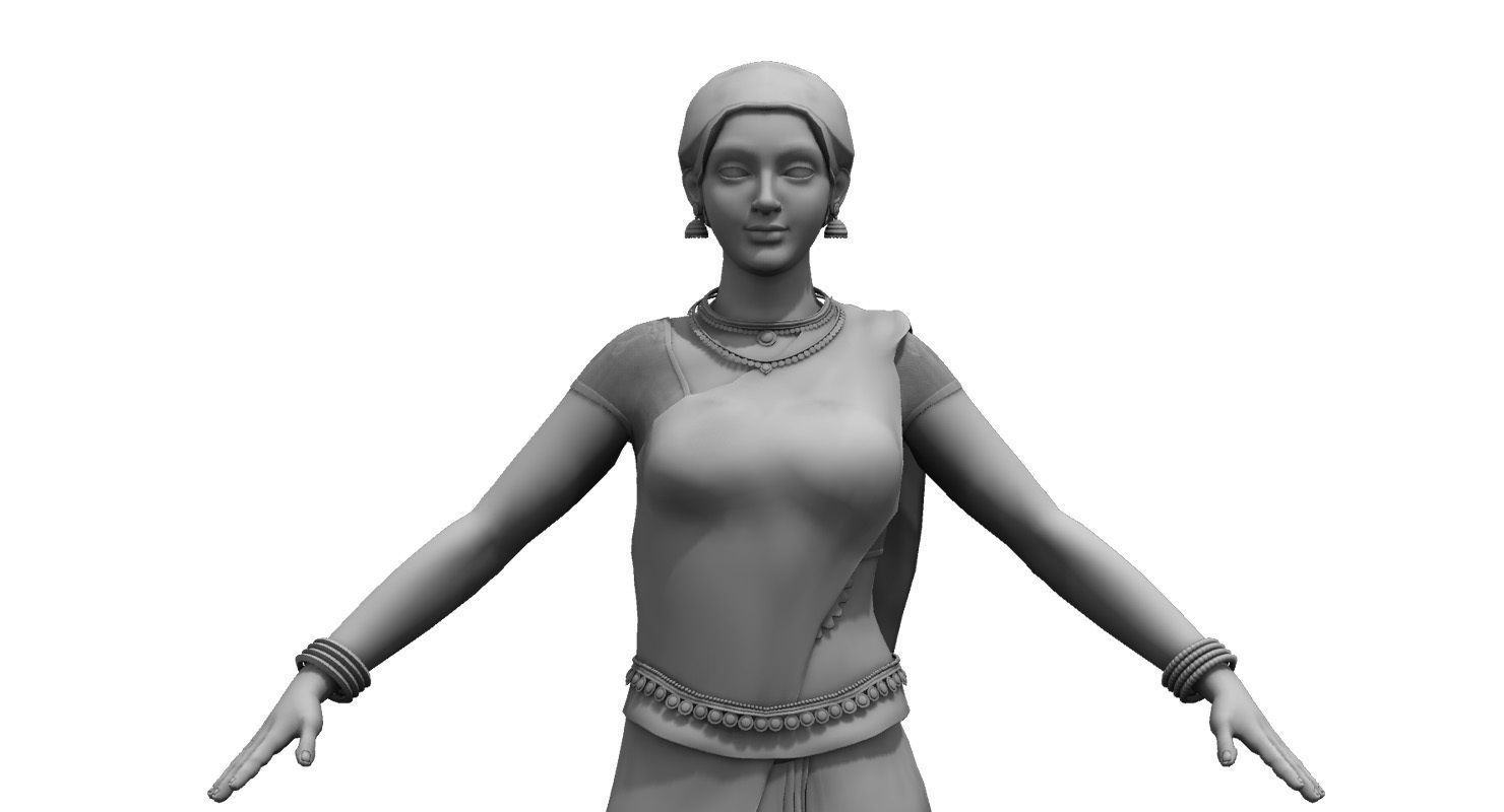 saree india girl woman 3d model 3D model_1