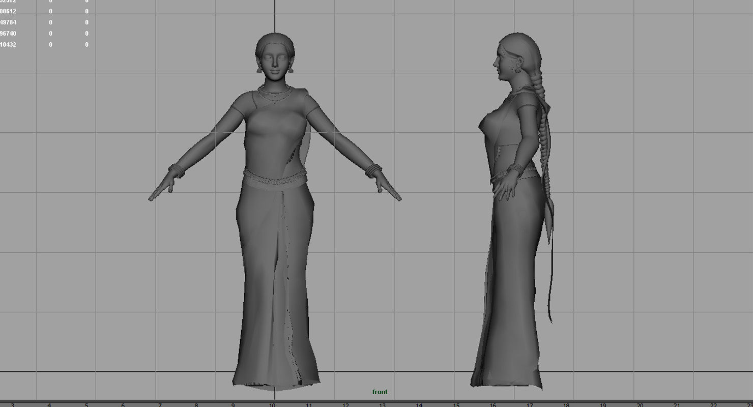 saree india girl woman 3d model 3D model_5