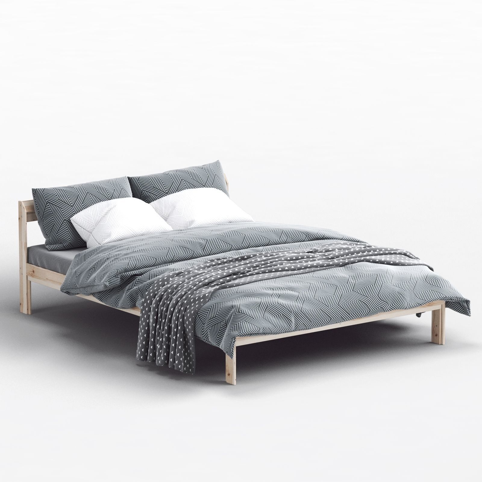 NEIDEN Bed frame pine birch 3D model CGTrader