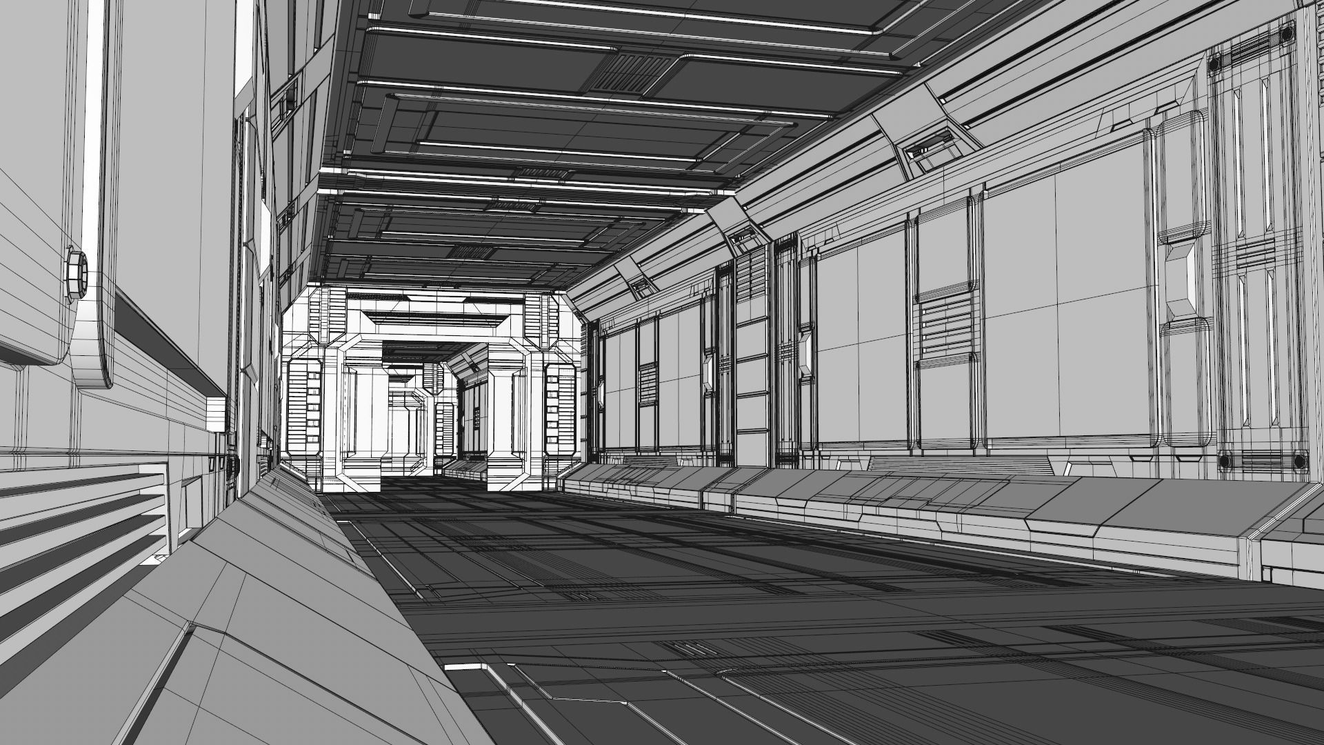Sci Fi Corridor 3D model_19
