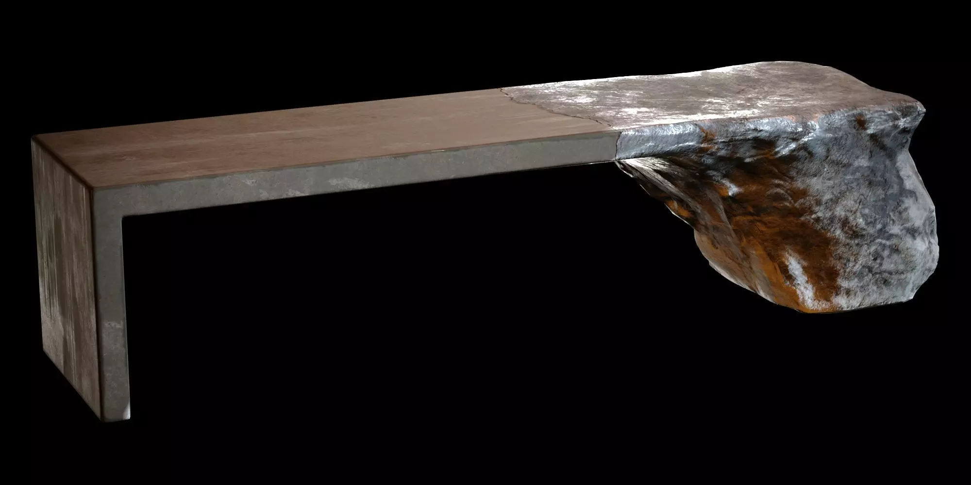 concrete rock sculptural bench Free 3D model