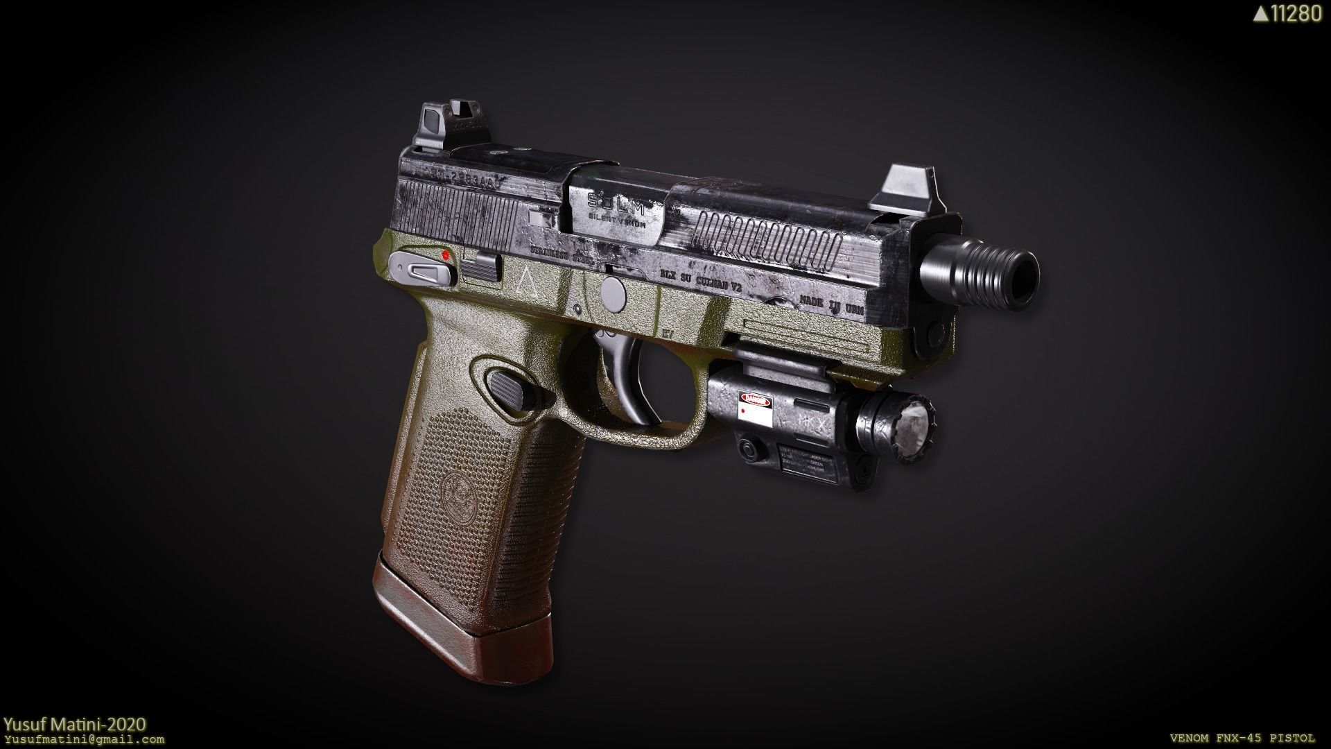 FNX-45 Venom Pistol Low-poly 3D model_3