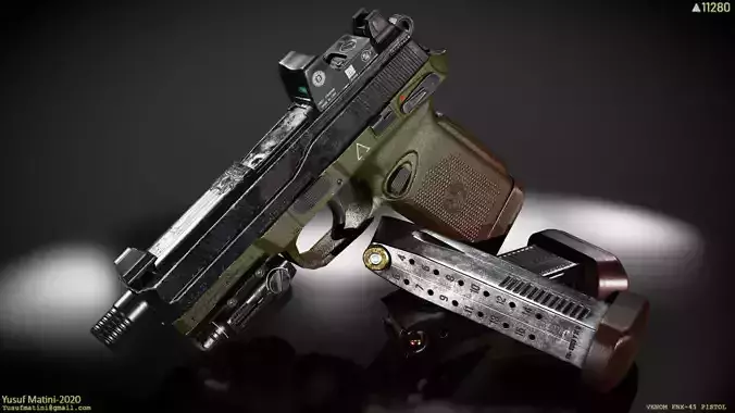 FNX-45 Venom Pistol Low-poly 3D model