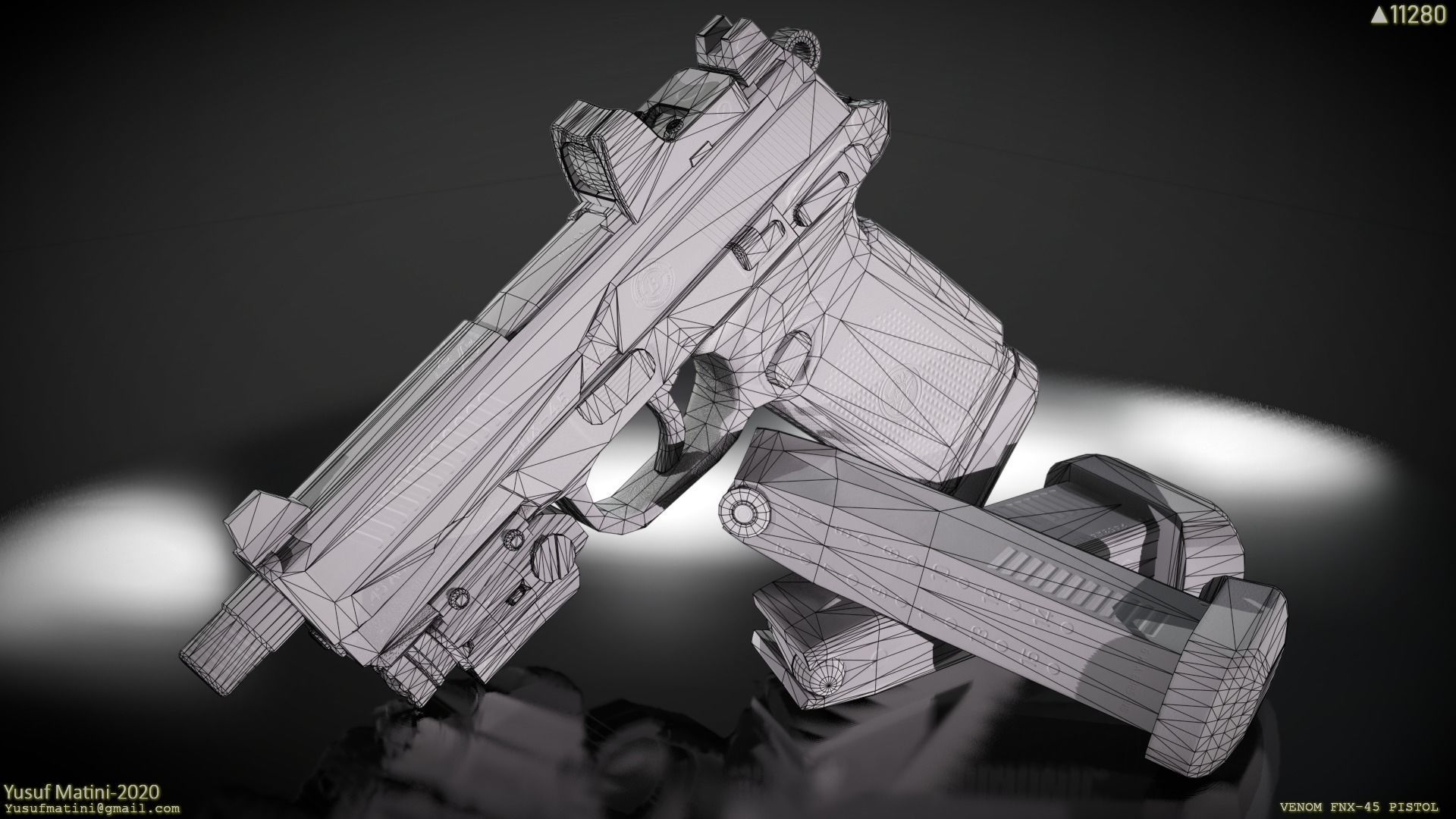 FNX-45 Venom Pistol Low-poly 3D model_10